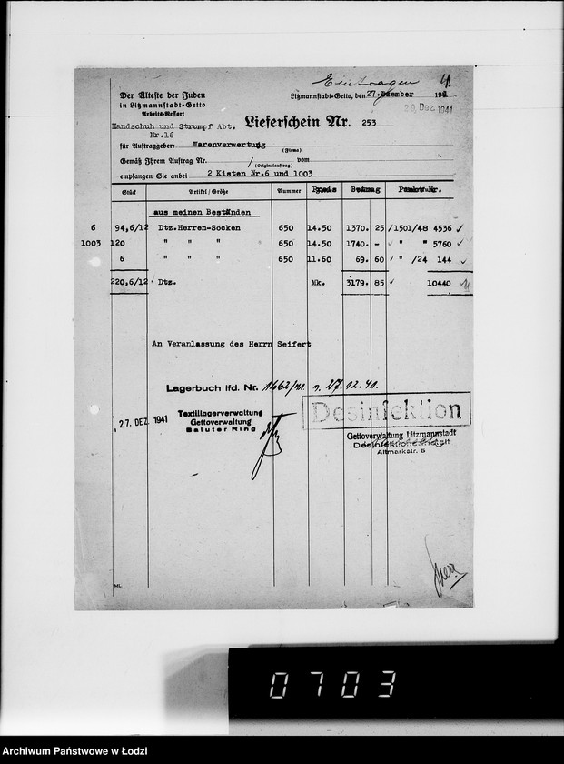 Obraz 9 z jednostki "Handschuh-u.Strumpf-Abteilung. [Świadectwa dostaw z Getta]"