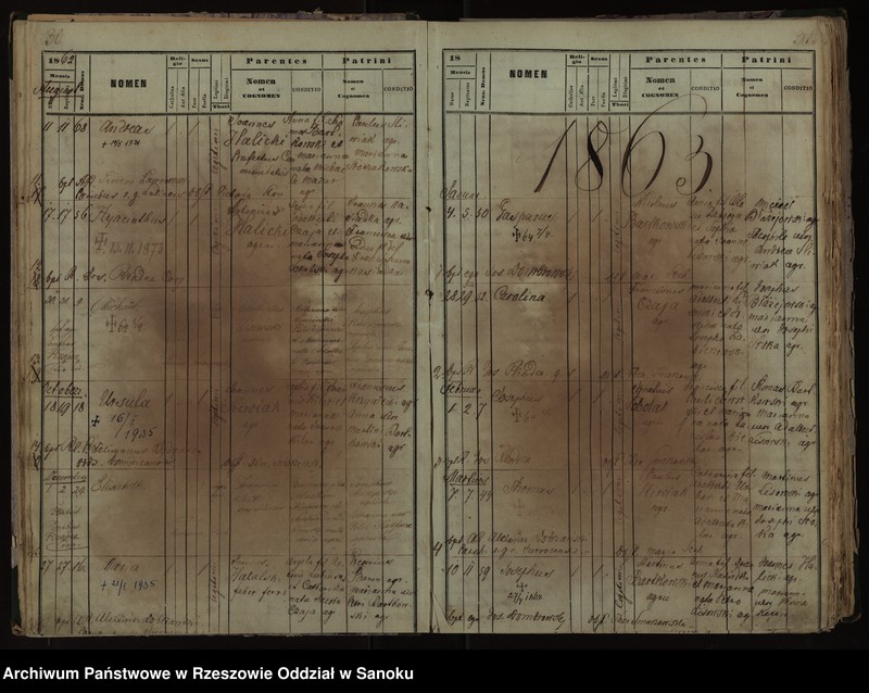 Obraz 18 z jednostki "Księga urodzeń z lat 1852-1896, małżeństw z lat 1862-1918, zgonów z lat 1859-1916 dla miejscowości Falejówka"