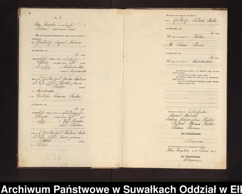 image.from.unit.number "Heiraths-Neben-Register des Preussischen Standes-Amtes Gross Konopken Kreis Loetzen"