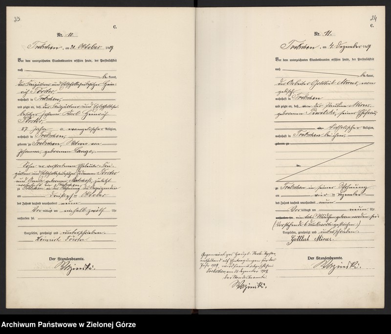 image.from.unit.number "Sterbe-Register (Haupt Register) Standesamt Trebschen Kreis Züllichau-Schwiebus 1908 bis 1922"