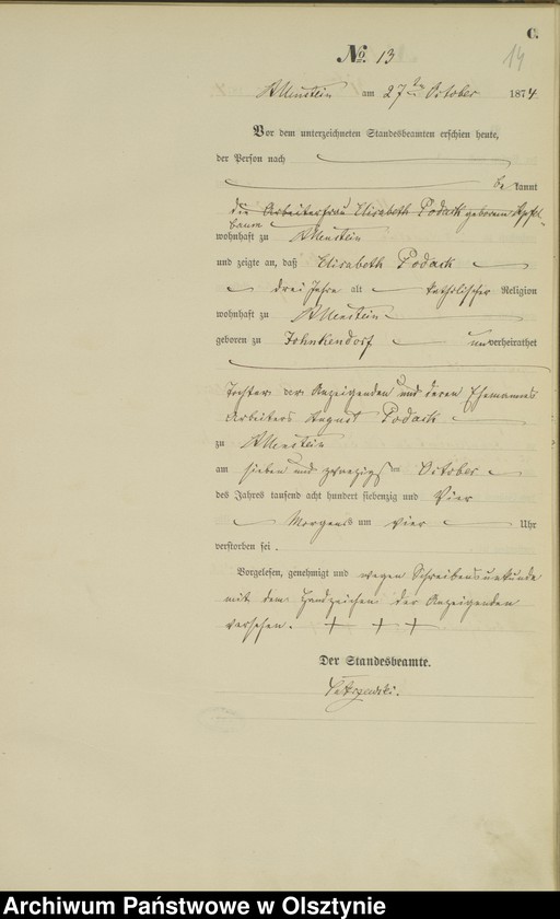 image.from.unit.number "Haupt-Sterbe-Register Nr 1 - 45"