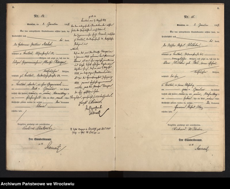 image.from.unit.number "Geburts-Haupt-Register Breslau I 1899 Band 1"