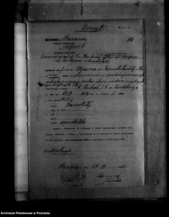 Obraz 16 z jednostki "Młyn parowy w Szamotułach własność Olejarnia w Szamotułach nr woj. kotła 79"