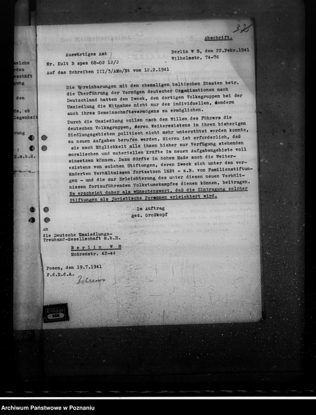 Obraz 7 z jednostki "Wiedererrichtung von ehemaligen baltischen Familienstiftungen"