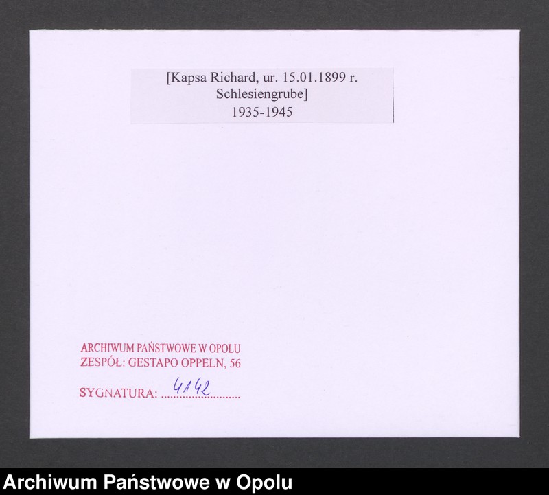 Obraz 2 z jednostki "[Kapsa Richard, ur. 15.01.1899 r. Schlesiengrube]"