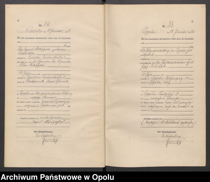 Obraz 20 z jednostki "[Rejestr zgonów] 1922 Tom I Nr 1-467"