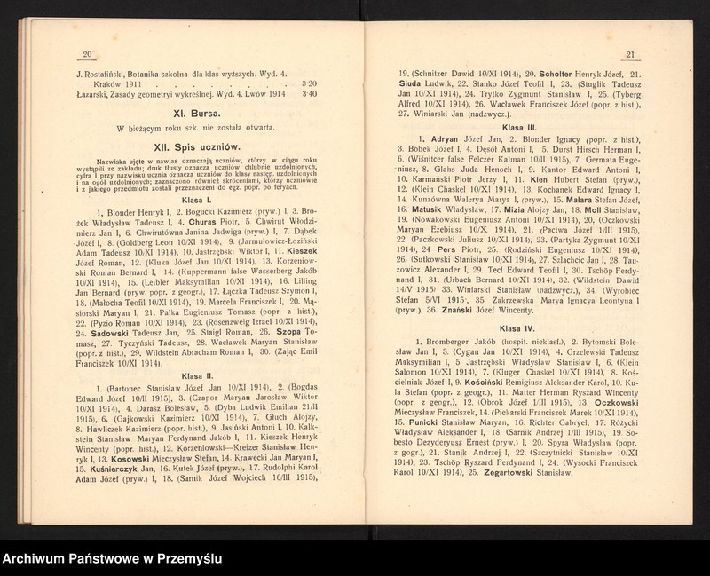 image.from.unit.number "IV Sprawozdanie kierownika Pryw[atnego] Gimnazjum Real.[nego] w Chrzanowie za rok szkolny 1914/1915"