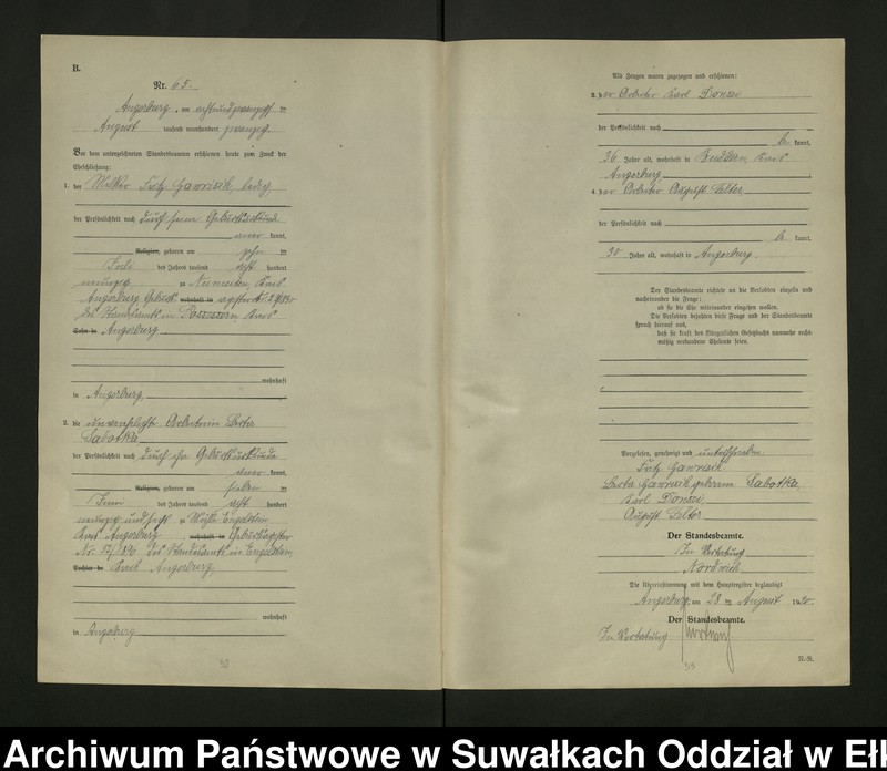 image.from.unit.number "[Heirats - Register (Neben - Register) Standesamt Angerburg einschl. der Bezirke, Gr. Strengeln, Prinowen und Kehlen Kreis Angerburg] No 50 bis 115"