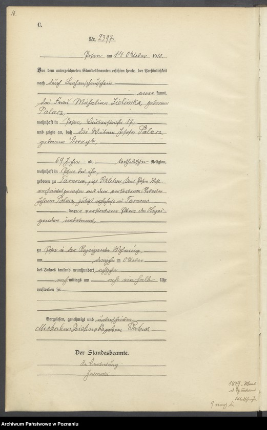 Obraz 18 z jednostki "Księga miejscowa zgonów tom VI [Rejestr główny zgonów]"