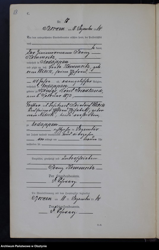 image.from.unit.number "Sterbe-Neben-Register Nr 1 - 19 [ Księga zgonów - wtóropis ]"