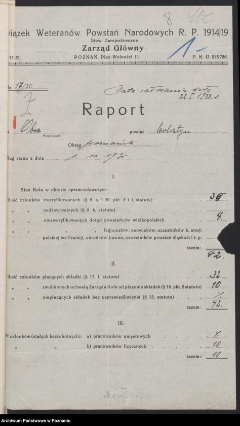 Obraz 11 z jednostki "Obra, powiat Wolsztyn - akta koła."