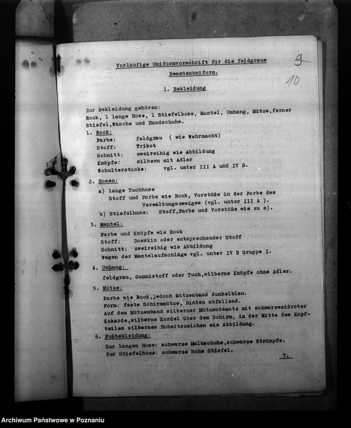 Obraz 14 z jednostki "Beamtenunform. Mitarbeit mit der Posenschen Feuersozietät. Personalstandserhebungen"