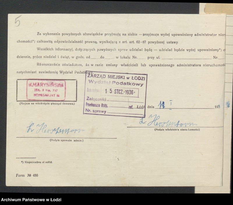 image.from.unit.number "Księga inwentarzowa nieruchomości m. Łodzi ul. Marysińska"