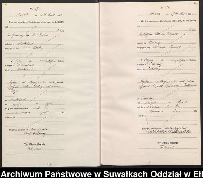 image.from.unit.number "[Sterbe-Haupt-Register des Königlichen Preussischen Standes-Amtes Ukta Kreis Sensburg]"