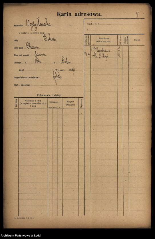 Obraz 11 z jednostki "[Spis ludności Łodzi] Wojdysławski - Wojtarek"