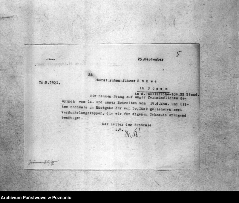 Obraz 9 z jednostki "Korespondencja w sprawie przewożenia zwłok Niemców, którzy zginęli w 1939 roku oraz w sprawie samochodu i w sprawie wynagrodzenia szoferów za pracę"