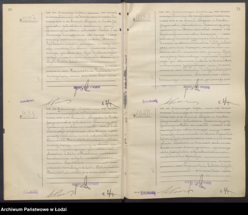 Obraz 13 z jednostki "Akta zgonów od numeru 999 do numeru 1969"