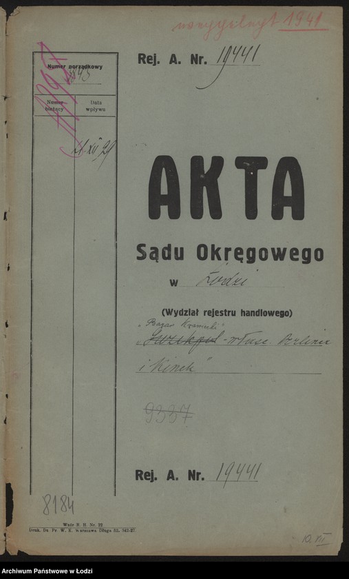 Obraz 2 z jednostki "Abram Berliner, Hinda Kinekowa- Bazar Krawiecki Berlinek i Kinek"
