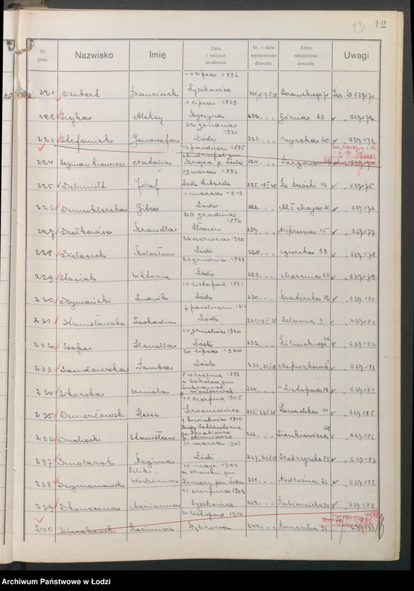 image.from.unit.number "Ewidencja dowodów osobistych wydanych przez Zarząd Miejski w Łodzi, zespół nr 7 [- nazwiska na literę S]"