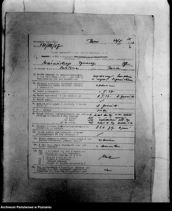 Obraz 10 z jednostki "/Wynik dochodzeń w sprawie zachorzenia na dur brzuszny/"