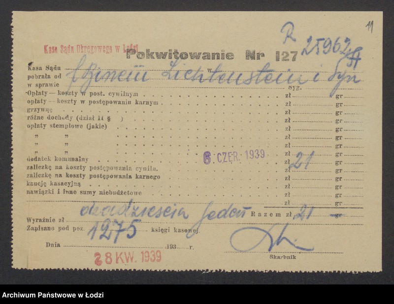 Obraz 13 z jednostki "Binem Lichtensztajn i Syn – sprzedaż materiałów piśmiennych i galanterii"