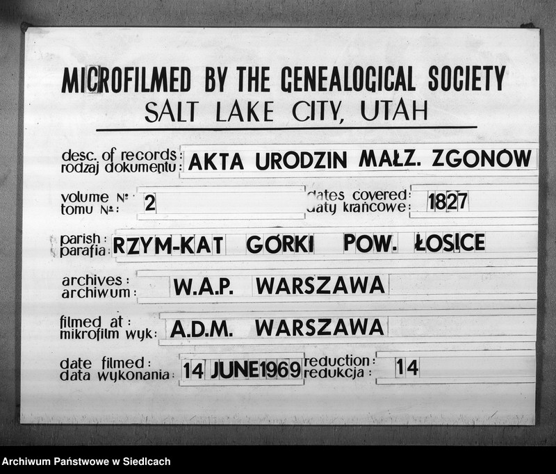 Obraz 1 z jednostki "Akta urodzin, małżeństw, zgonów"