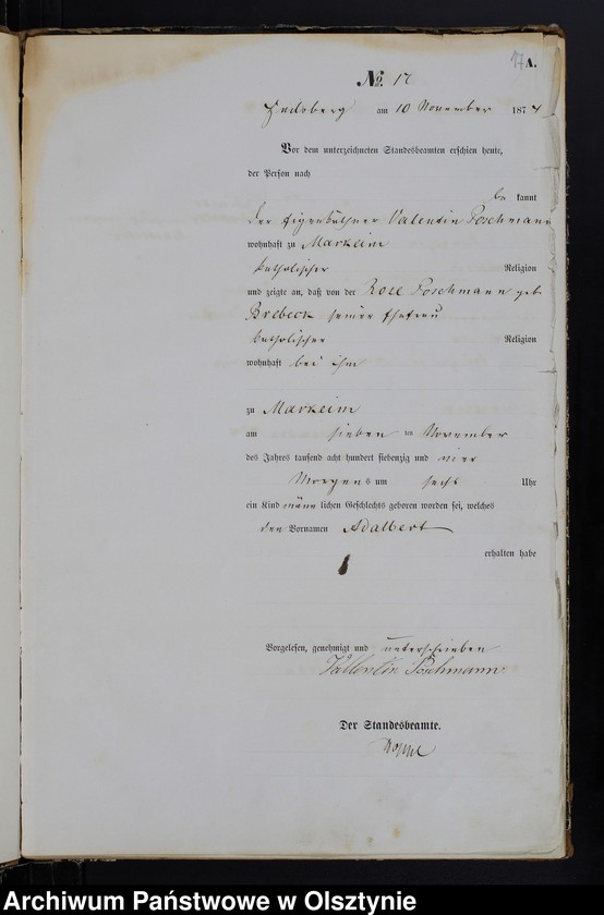 image.from.unit.number "Geburts-Haupt-Register Nr 1 - 45"