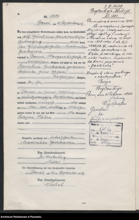 Obraz 10 z jednostki "Księga urodzeń odpis tom IV [Rejestr poboczny urodzeń]"