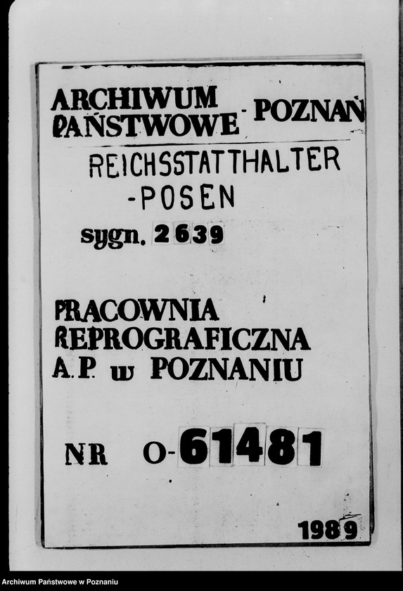 Obraz 1 z jednostki "Grossfahrt im Warthegau. Pläne und Berichte. Allgemeiner Schriftwechsel"