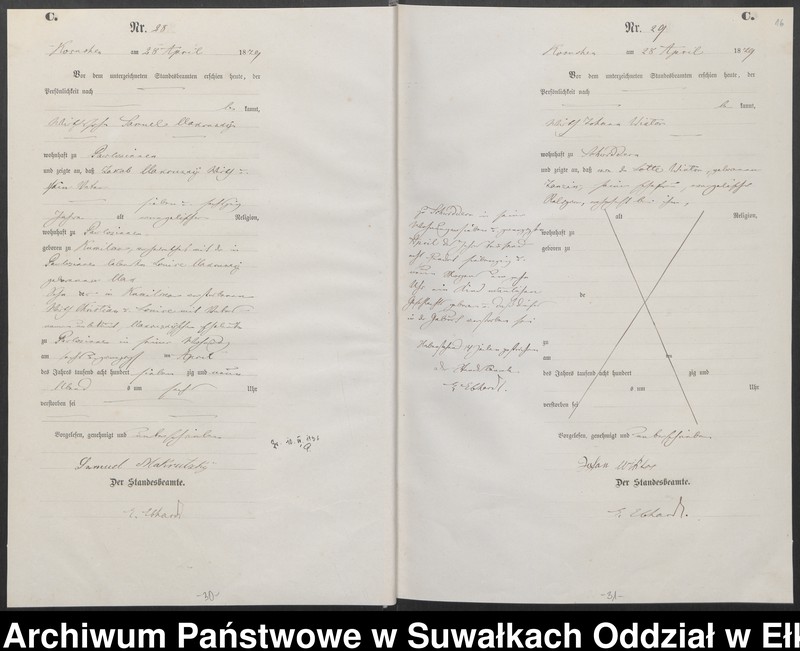 image.from.unit.number "Sterbe-Haupt-Register des Königlich Preussischen Standes-Amtes Belzonzen Kreis Johannisburg"