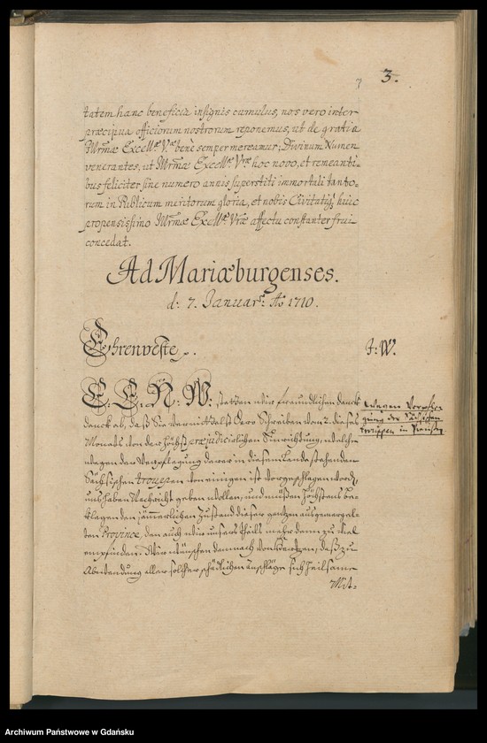 image.from.unit.number "[Liber missivarum]. Index literarum […] [adresatów]. W osobnym poszycie: Register der vornehmsten in den Missiven von 1710 u. 1711 enthaltenen Materien"