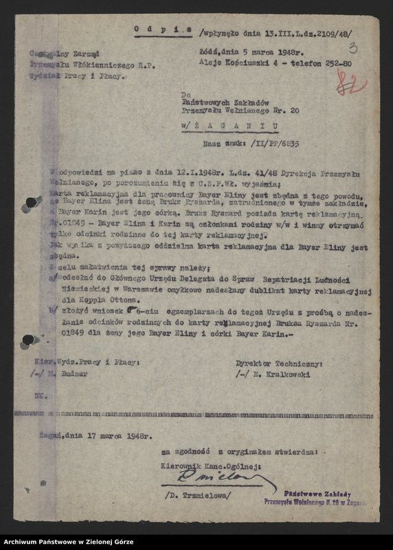 Obraz 5 z jednostki "Sprawy ludności niemieckiej - wysiedlanie Niemców - pisma , okólniki ."