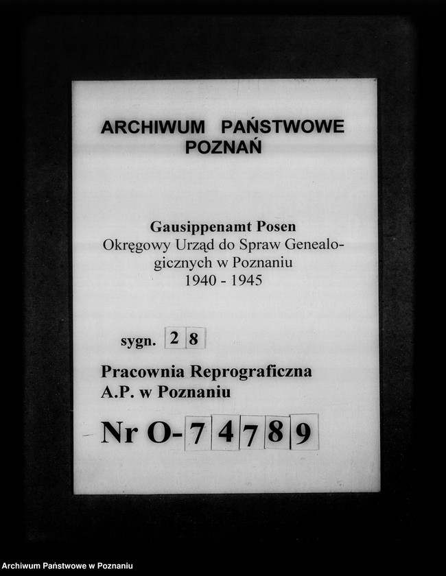 Obraz 1 z jednostki "[Źródła do badań genealogicznych, podział pracy w oddziale III Gausippenamt w Poznaniu]"
