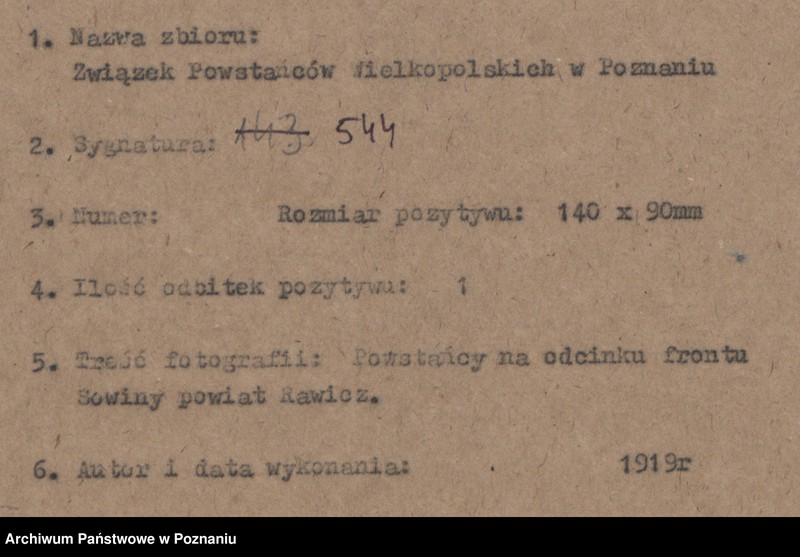 Obraz 4 z jednostki "Powstańcy na odcinku frontu Sowiny powiat Rawicz."