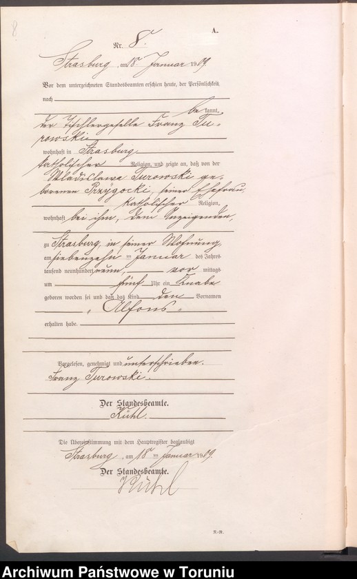 image.from.unit.number "Geburts Neben Register Starburg Stadt für das Jahr 1909"