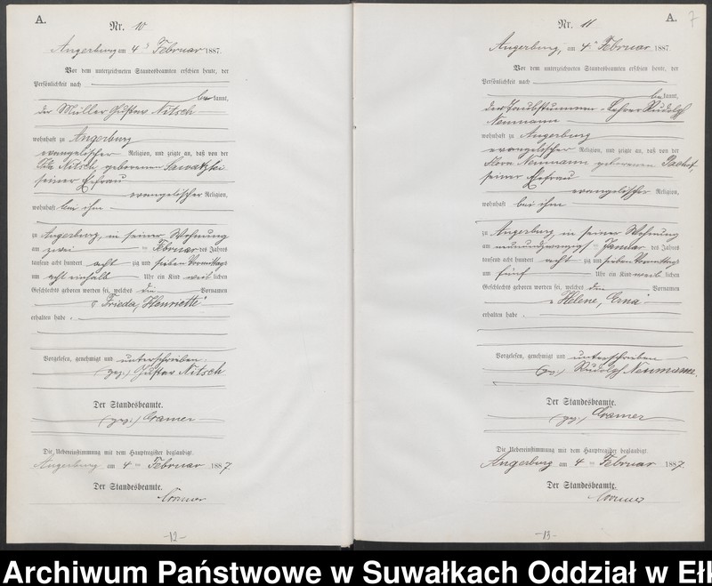 image.from.unit.number "Geburts-Neben-Register des Preussischen Standes-Amtes der Stadt Angerburg Kreis Angerburg"