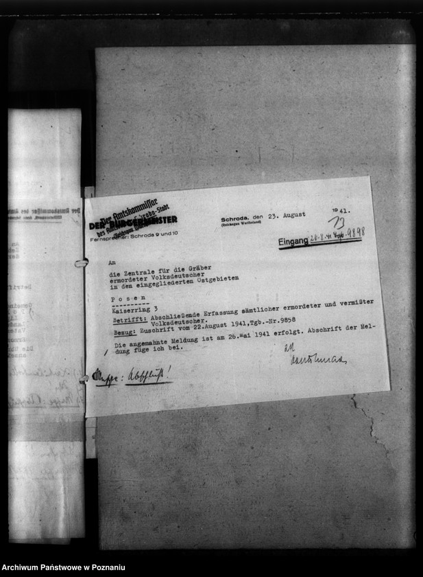 Obraz 17 z jednostki "Kreis Schroda (Środa).Korespondencja i wykazy Niemców, którzy zginęli w 1939 roku"