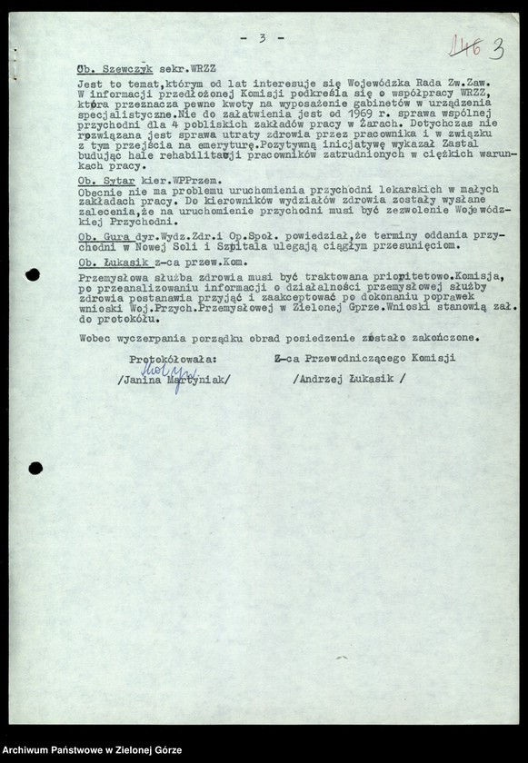 image.from.unit.number "Protokóły z posiedzeń Komisji Zdrowia, Ochrony Środowiska i Spraw Socjalnych Wojewódzkiej Rady Narodowej w Zielonej Górze; Nr 4 - 6; Tom 2 "