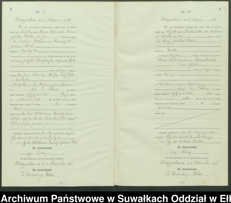 image.from.unit.number "A1.Geburts-Register [Haupt-Register] Standesamt Marggrabowa Landbezirk vol. I No.1 bis 266"
