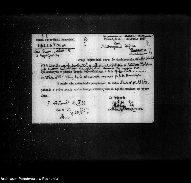 Obraz 10 z jednostki "/Towarzystwo Gimnastyczne Sokół XII Bydgoszcz - - rejestracja/"