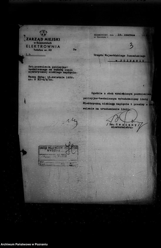 Obraz 7 z jednostki "/Projekt budowy linii niskiego napięcia od Elektrowni w Szamotułach do ul. Sienkiewicza/"