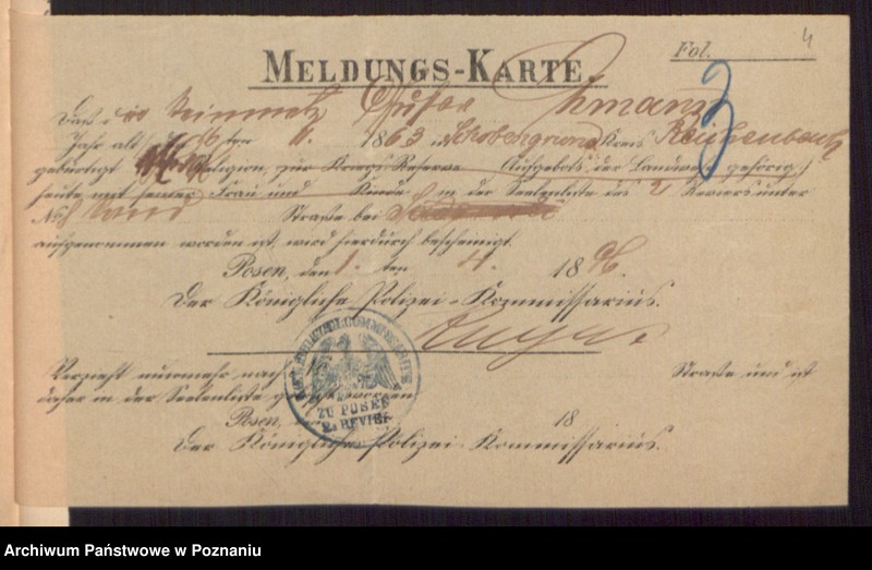 Obraz 6 z jednostki "Die von den Verlobten beigebrachten Urkunden zur Eheschliessung pro 1896"