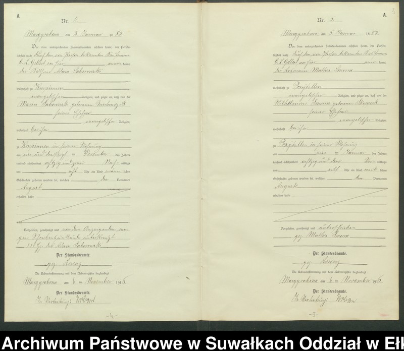image.from.unit.number "A1.Geburts-Register [Haupt-Register] Standesamt Marggrabowa Landbezirk vol. I No.1 bis 266"