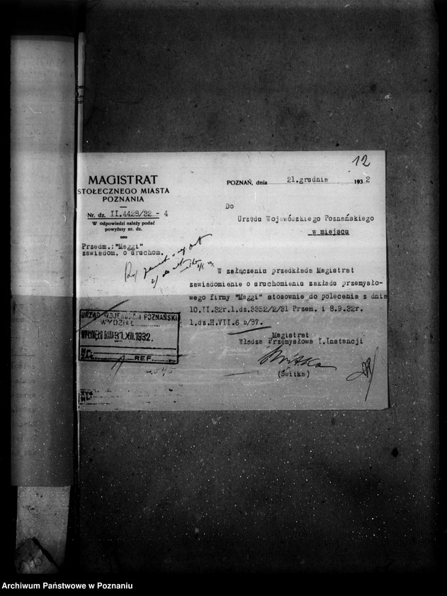 Obraz 16 z jednostki "Zatwierdzenie projektu urządzenia zakładu przemysłowego Firmy "Maggi" Spółka z o.o. w Poznaniu nr 545"