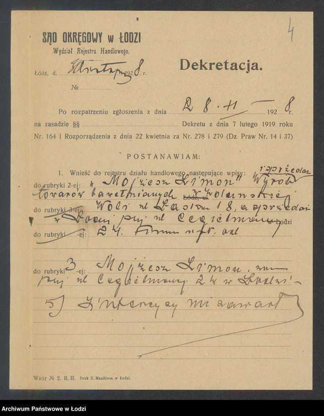 Obraz 6 z jednostki "Mojżesz Limon – wyrób towarów bawełnianych"