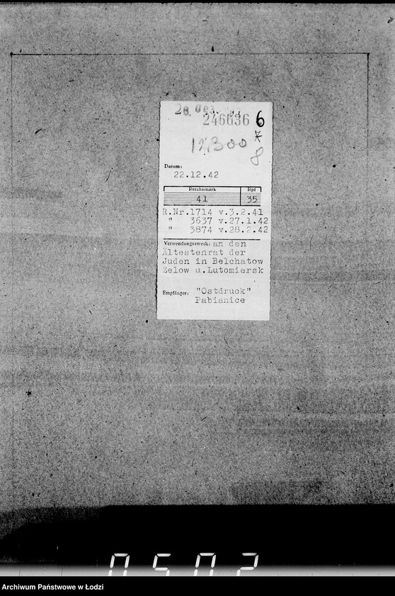 Obraz 12 z jednostki "Belege 803-909. Sonderkonto 12300."