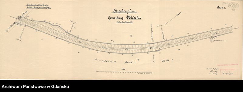 image.from.unit.number "Eisenbahndirektion Danzig. Strecke: Broddydam - Dt. Eylau. Streckenplan. Gemarkung Niedek. Zustand vom Februar 1908. Blatt 1"