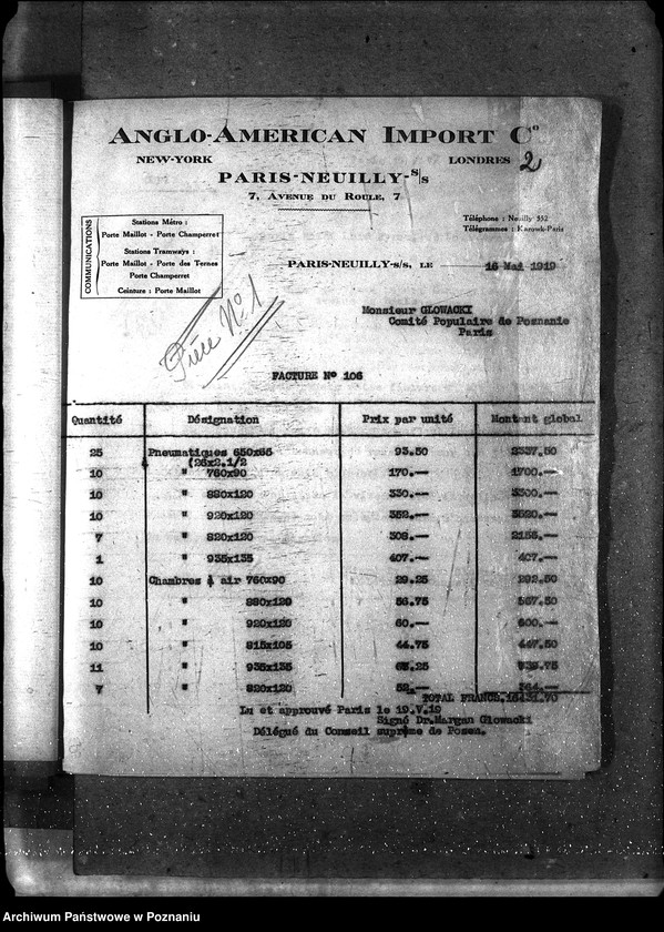 Obraz 7 z jednostki "[Różne papiery i korespondencje dot. Spraw załatwianych przez polskich przedstawicieli handlowych w Paryżu]"