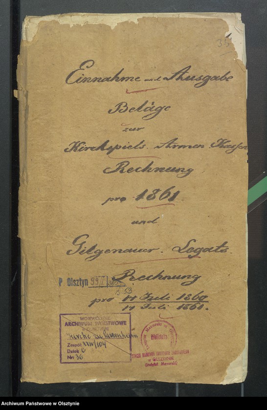 image.from.unit.number "Einnahme und Ausgabe Beläge zur Kirchspiels Armen-Kassen-Rechnung"