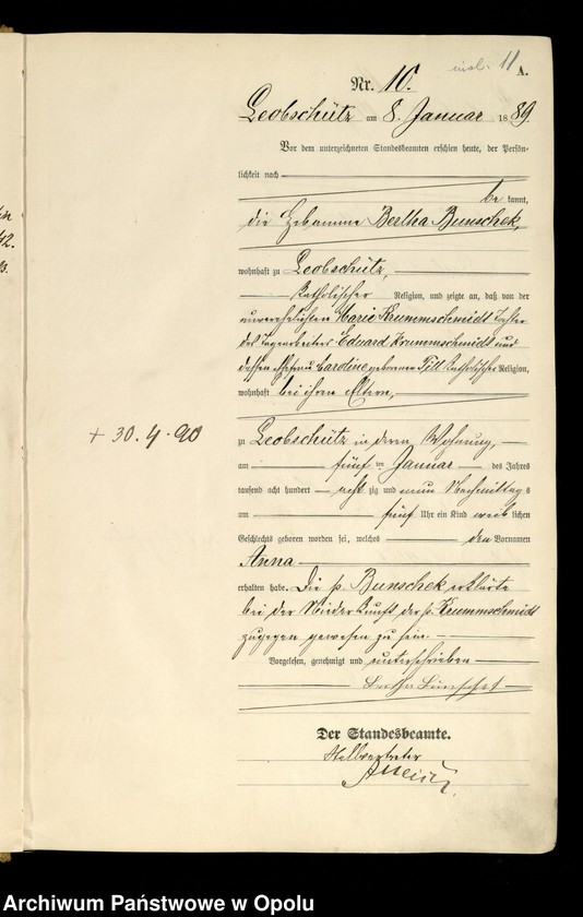image.from.unit.number "[Urząd Stanu Cywilnego w Głubczycach. Ksiega urodzeń za rok 1889]"
